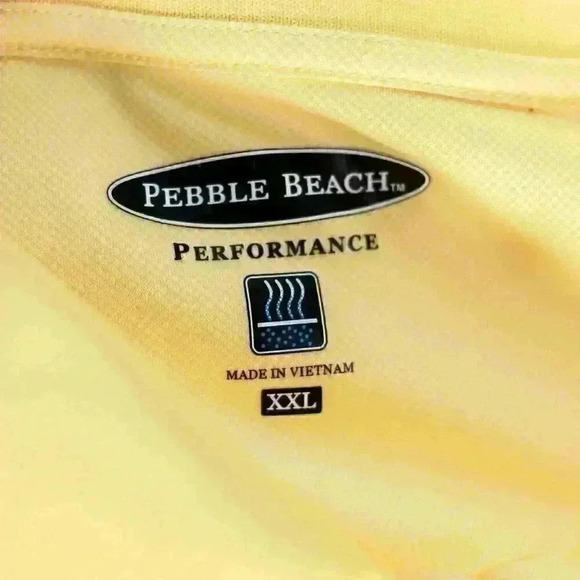 Pebble Beach Performance Size XXL Yellow 1/4 button embroidered back polo golf - Picture 8 of 10
